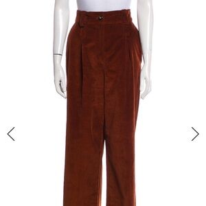 Sezane Rust Corduroy Wide Leg Pants